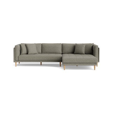 Cali Chaiselongue-Sofa, rechts in Puente Grün, modernes Design mit breiter Récamiere für zwei Personen, bequeme Polsterung, Höhe 76cm
