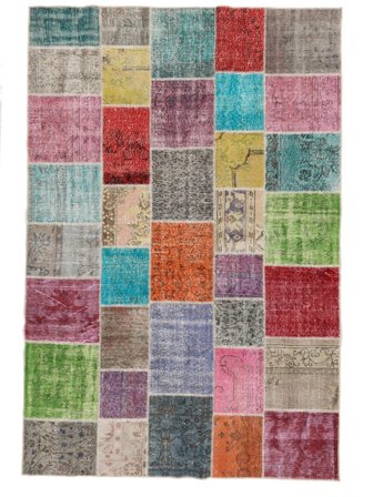Tapis Patchwork 201X301 Marron/Rouge Foncé (Laine, Turquie)