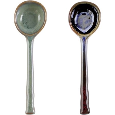 Vintage Keramik Sød Håndtegnet Mønster Stor Ske