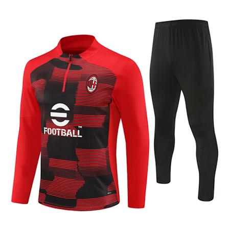 2425 uusi AC Milan jalkapalloharjoituspuku pitk hihainen puolivetoketjullinen syksy ja talvi aikuisten ja lasten setti Red 16