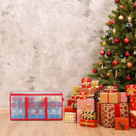 Säilytyspussi 128 joulukoristeelle, säädettävät jakajat