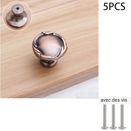 Sæt med 5 håndtag (enkelt hul, antik rød) vintage antik bue