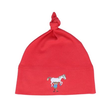 Pippi Långstrump - Röd traditionalbeanie Beanie - Kids Pippi Lilla Gubben One Knot Red Beanie @ Hatstore