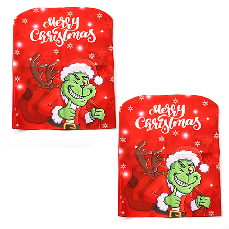 2 stk. stolovertrekk til spisestue, med julegrinch-mønster, julehjemmedekor, festartikler, restaurant, fes