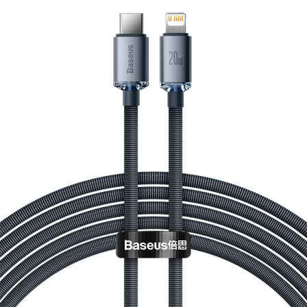 Baseus Crystal Shine-kabel USB-C till Lightning, 20W, PD, 2m (svart)