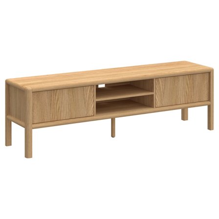 Elegant Plint TV Bord med Opbevaring, 160x40x50cm - Stilfuldt TV Møbel i Træfiner & Fyrretræ - Perfekt til Stuen