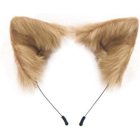 Ræveøre pandebånd hovedbeklædning tøj tilbehør til cosplay fest (Khaki)