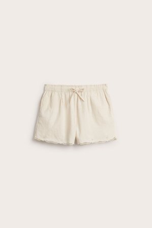 Newbie | Shortsit brodeerauksella Newbie Woman | Vaaleanbeige