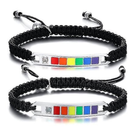 Magneettinen Pride Sateenkaarirannekorusetti - Säädettävä ruostumattomasta teräksestä valmistettu magneettinen sateenkaarirannekoru Lgbt Pride käsin 