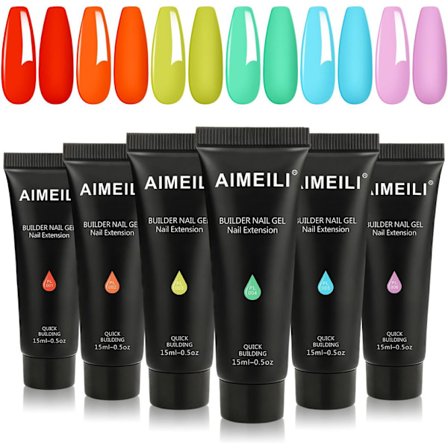 UV GEL Nagelkit, 15ml 6 Färger Byggargel Nagel Förlängning Poly Extension Gel Nagelkit 7