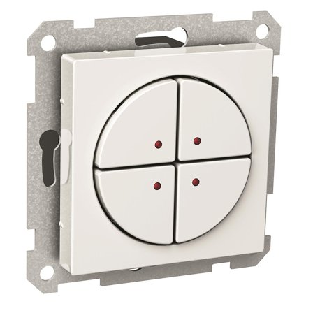 Schneider Electric Exxact Klenspänningsknapp vit 4 slutarkontakter, Strömbrytare & vägguttag