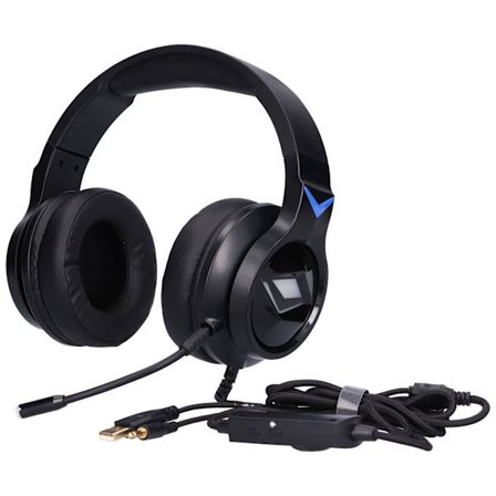 Gaming Headset Surround Sound Brusreducer Over Ear Hörlurar med Mikrofon och LED-ljus för PS4