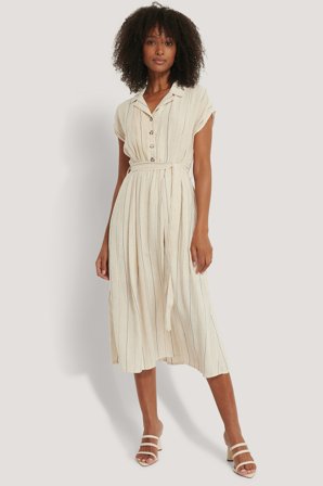 Trendyol Midikleid Mit Schnürdetail - Kaftan - Beige - EU 36