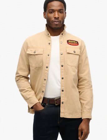 Superdry Patched Canvas Overshirt - Beige - L