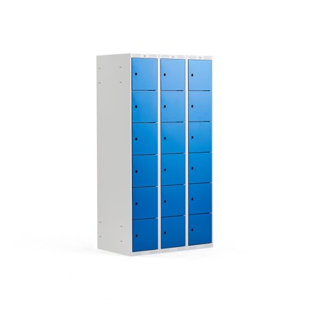 Schließfachschrank CLASSIC, 3 Module/6 Türen, 1740 x 900 x 550 mm, blau