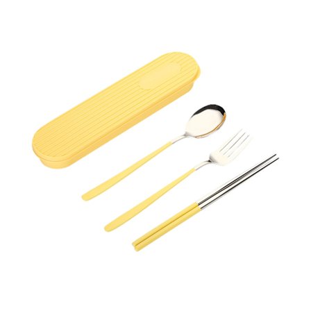 1 set Praktisk matservissked korrosionsbeständig lunch - gul A