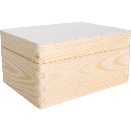 Opbevaringsboks - CREATIVE DECO - 19,5 x 15 x 10 cm - Massivt træ - Naturlig - Kan tilpasses