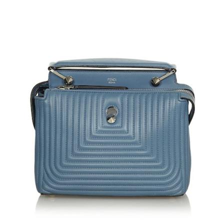 Fendi Vintage, Small Dotcom Click Leather Shoulder Bag 8Bn 299 Blauw, Dames, Maat:ONE Size
