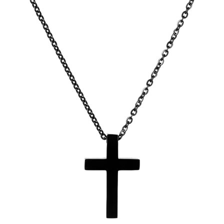 Collier à pendentif en croix noire classique pour hommes - Chaînes en acier