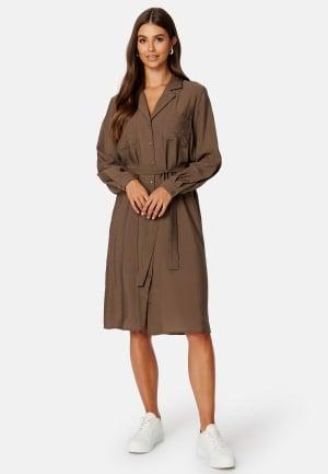 Object Collectors Item Seline L/S Shirt Dress Dark Earth 36 Dark Earth Langermede kjoler Dam