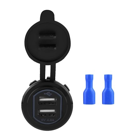 5V/4.8A Aluminium Alloy Dual USB Charger Socket Power For 12/24V Car