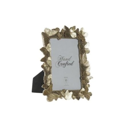 Fotoram DKD Heminredning Guld Glas Resin Fjärilar Shabby Chic (15 7 x 1 8 x 24 8 cm)