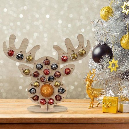 Julekalender Nedtællingskalender Juletræ i træ Hjortehovedformet stativ Chokolade slik display stativ med 24 huller