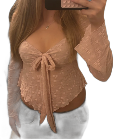 Ljusrosa blus med knyt