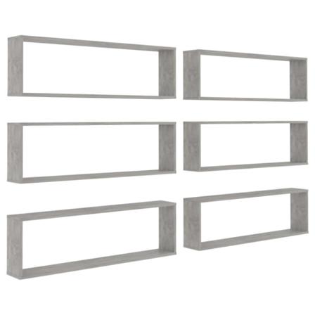 Vidaxl Vägghylla Kubformad 6 St Betonggrå 100x15x30 Cm Konstruer Grå