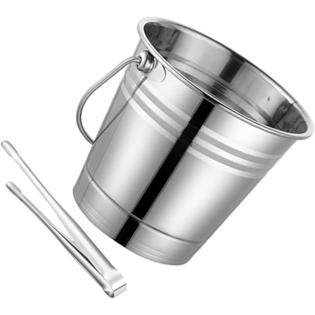 Solid isbøtte i rustfritt stål, bærbart isbeholder-sett for fester, isbitbøtte