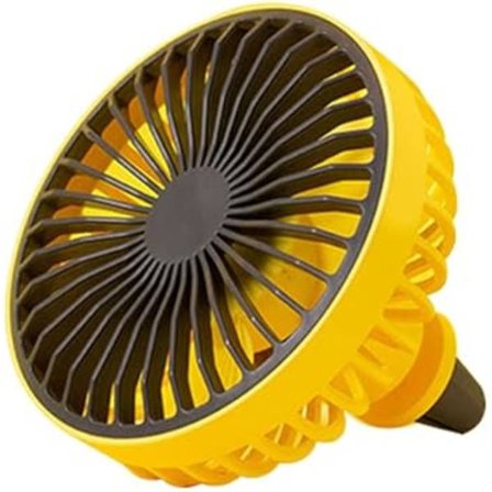 Mini USB-vifte, liten stillegående 3-trinns luftstrøm 360° roterende bil automatisk kraftig kjølevifte for biler SUV Sedan Gul