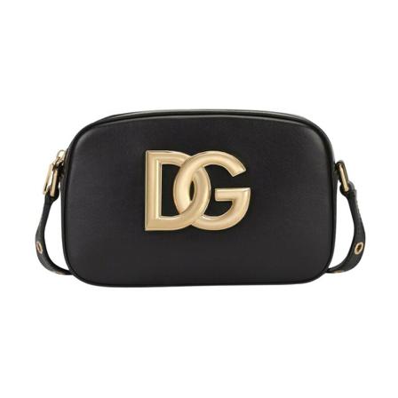 Dolce & Gabbana, Shoulder Bag With Metal Logo Czarny, Kobieta, Rozmiar: ONE Size