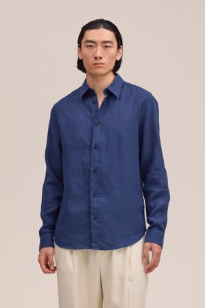 NN.07 Enzo 5708 Shirt Male Blue Linen