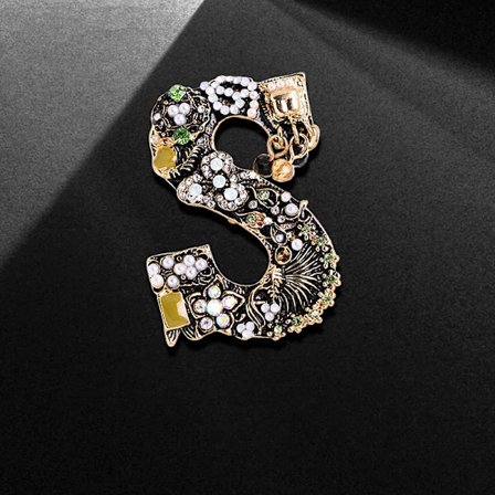 Pärl Initial Bokstav Brosch Kristall Rhinestone Alfabetet Bröstnål