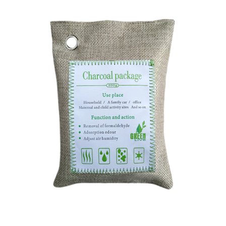 3 stk. bambus trækul luftrensende poser fugtabsorberende skabrenser til sko, kæledyr, badeværelse, kælder - beige