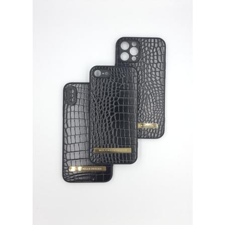 Croco Black -svart Mobilskal Med Mobilhållare Till Iphone 12 Svart