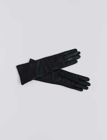 Malina Nora Long Leather Gloves - Black - S/M