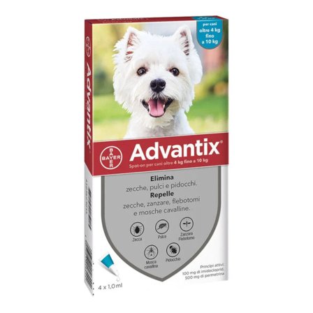 Advantix Spot On Per Cani da 4 a 10 Kg Soluzione 4 Pipette da