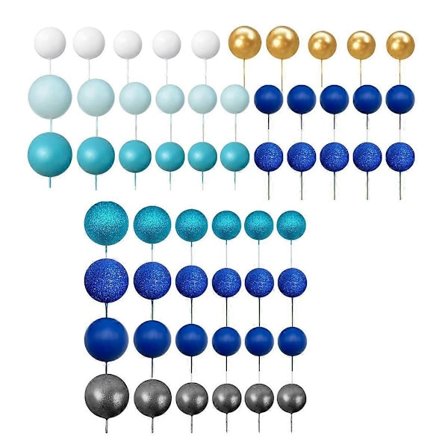 56 stk. Kugleformede Kagepynt Kugleformet Kagetopper Perlekugler Cupcake Kage Indsats Kagetopper til Fødselsdagsfest Bryllup Blå