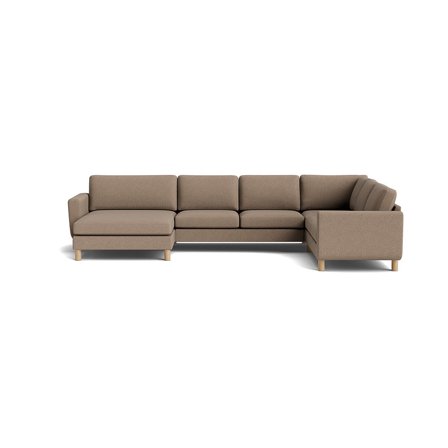 Vendbar U-sofa - Haven Loop Mørk Beige - 361x255x86cm - Stor hjørnesofa med chaiselong - Komfortabel familie sofa, vendbar