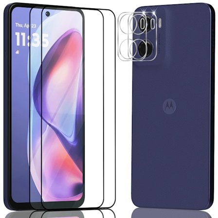 2-Pack Motorola G05 Näytönsuoja & 2-Pack linssinsuoja - Karkaistu Lasi 9H - Super laatu 3D