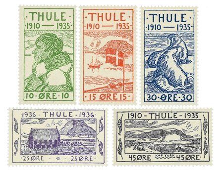 Grønland 1935-1936 - Thule - AFA 1-5 - Postfrisk