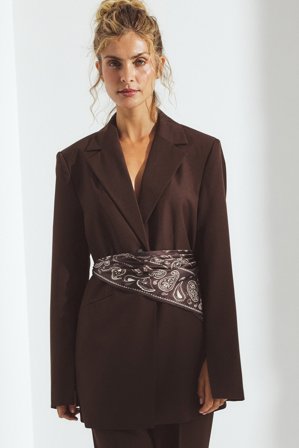 NA-KD - Almindelig lang blazer - Lang Blazers - Brun - EU 44