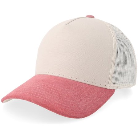 Equip - Beige trucker Casquette - Beige Canvas/Pastel Pink Suede A-frame Trucker @ Hatstore