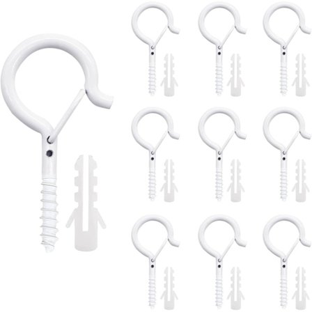 10 stk utendørs skruekroker julelyskroker med sikkerhetslås B