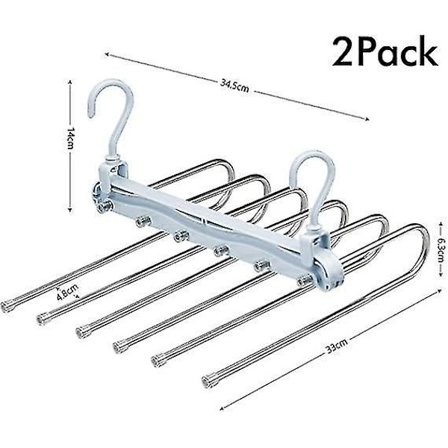 2 Pakkaus Housunripustin Jeans-teline Ruostumaton Teräs Monitasoinen