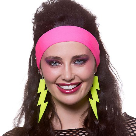 80'er Øreringe Lyn Neon Gul Clip-on