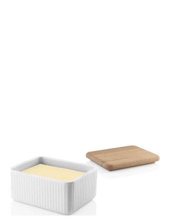 Eva Trio Legio Nova Smørboks M/Egetræslåg - White - 10X12X6CM