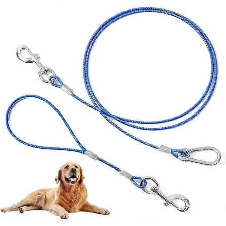 SCSYV Tyggesikker Hundesnor, 1,5 m Fortøjningskabel med Aftageligt Kort Hundesnorshåndtag, Ikke-tygbart Kabel Flettet Stål Træningssnor til Hunde...