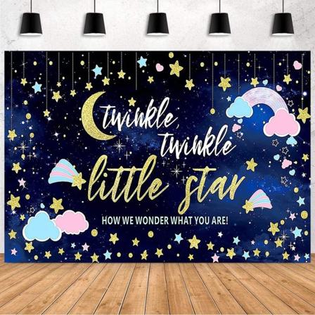 Køn Reveal Party Baggrund Fotografi Baggrund Pink Blå Sky Banner Glitter Lille Stjerne Fødselsdag Baby Shower Baggrund 7x5ft